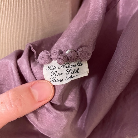 Vintage French Silk Cheongsam style top 100% silk, never worn 32 chest XS - Picture 3 of 10